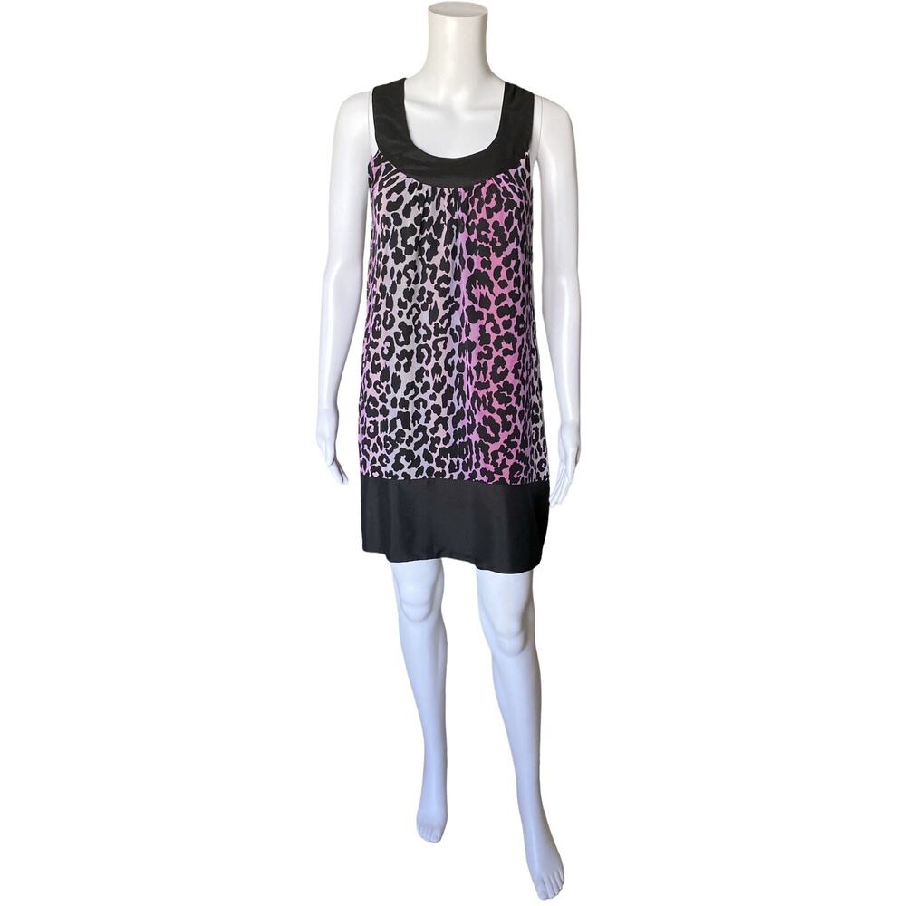 EXPRESS Womens Size Small Animal Print Sleeveless Silk Scoop Neck Shift Dress